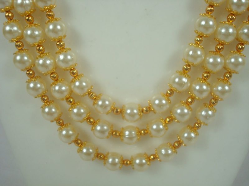 Daphne Handmade Jaipuri Brooch Royal Three Layer Pearl Necklace For Groom (Girls and Woman can also wear in Wedding ) DN37