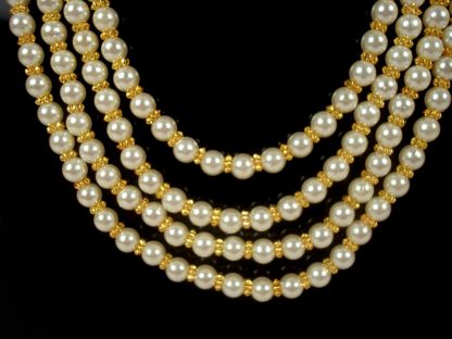 Daphne Handmade Jaipuri Square Brooch Royal Three Layer Creamy  Pearl Necklace For Groom (Girls and Woman can also wear in Wedding ) DN41