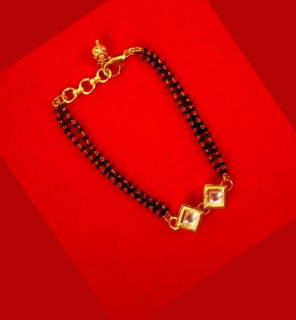 Fashion Jewelry Attractive Daily Wear Square kundan Mangalsutra With Hanging Golden Ball Bracelet For Girls CB28