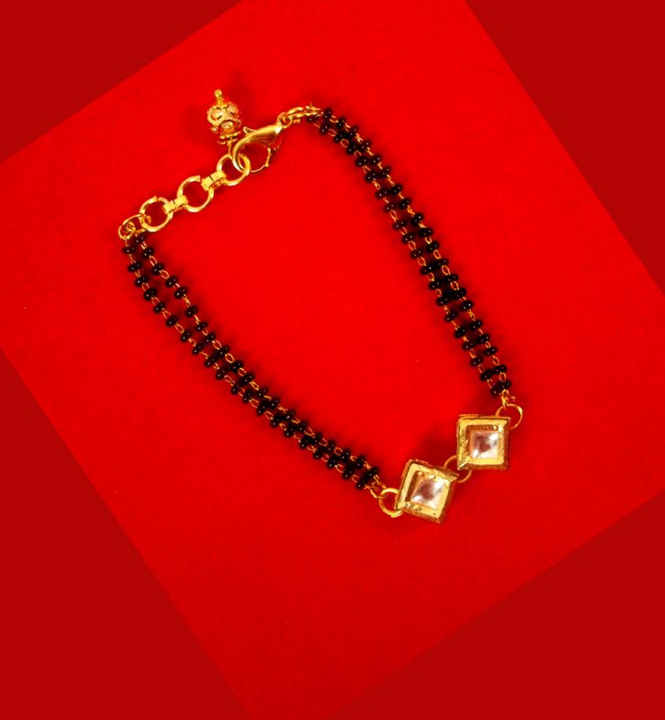 Fashion Jewelry Attractive Daily Wear Square kundan Mangalsutra With Hanging  Golden Ball Bracelet For Girls CB28