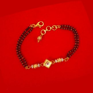 Fashion Jewelry Attractive Daily Wear Square kundan Zircon Mangalsutra With Hanging Golden Ball Bracelet For Girls CB27