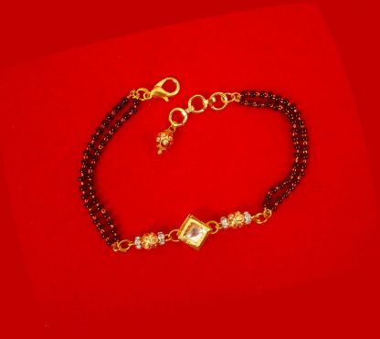 Fashion Jewelry Attractive Daily Wear Square kundan Zircon Mangalsutra With Hanging Golden Ball Bracelet For Girls CB27