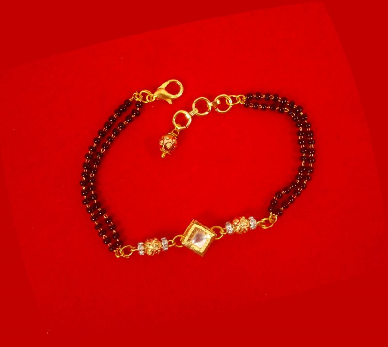 Fashion Jewelry Attractive Daily Wear Square kundan Zircon Mangalsutra With Hanging Golden Ball Bracelet For Girls CB27