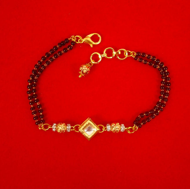 Fashion Jewelry Attractive Daily Wear Square kundan Zircon Mangalsutra With Hanging Golden Ball Bracelet For Girls CB27