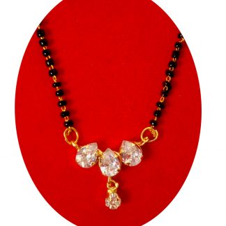 Imitation Jewelry Daily Wear Cute Leaf Shape Zircon Mangalsutra Gift for Women GM13