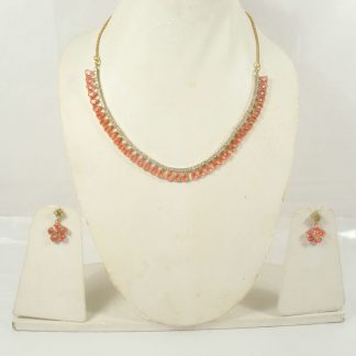 Imitation Jewelry Pretty Zircon Baby Pink Shade Studded Zircon Necklace For Women NH71