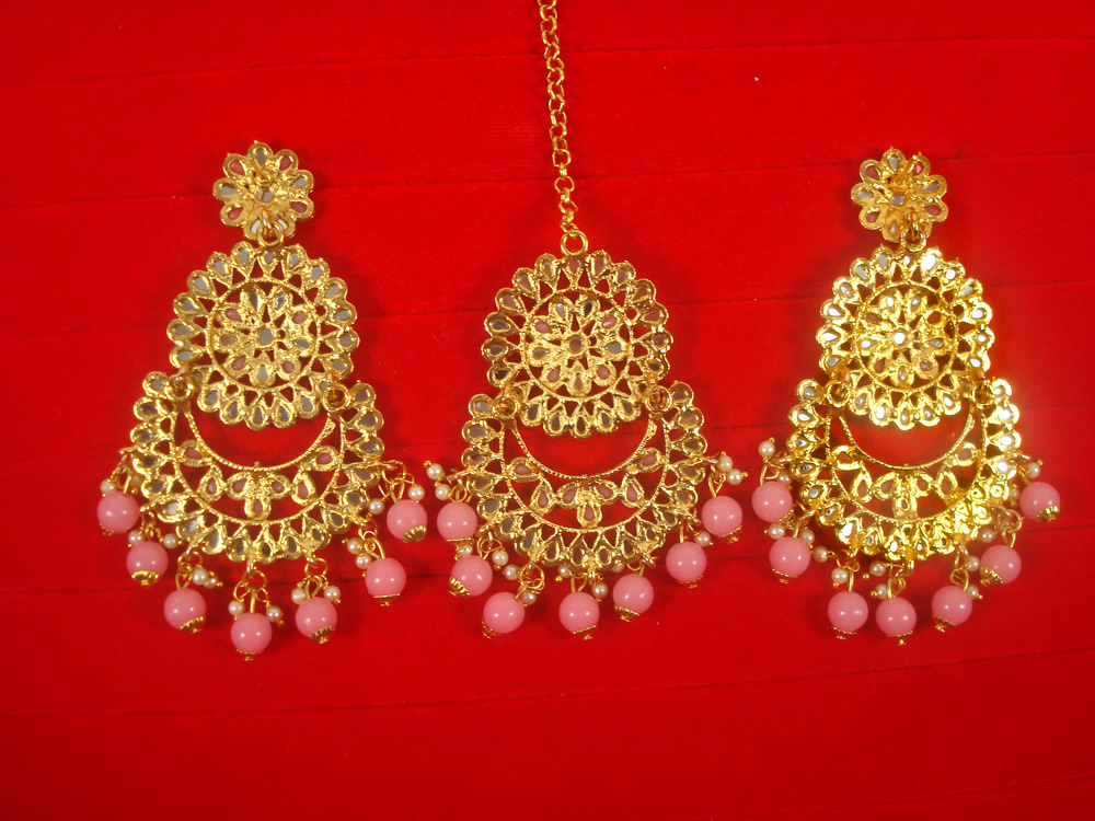 ZEVAR I Chandbali Earrings With Large Maangtika Combo Set – Zevar