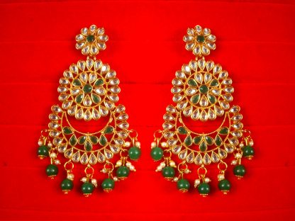Imitation Jewelry Trending Wedding Wear Designer Golden Green Earring Set For Bridal EM60