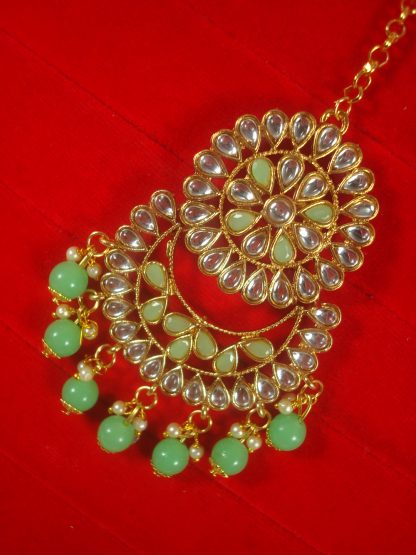 Imitation Jewelry Trending Wedding Wear Designer Golden Light Green Earring Set For Bridal EM64