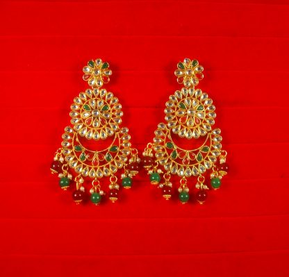 Imitation Jewelry Wedding Wear Designer Green Maroon Earring Set For Bridal EM58