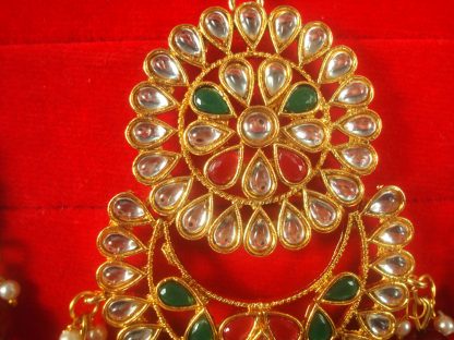 Imitation Jewelry Wedding Wear Designer Green Maroon Maang Tikka For Bridal EM58