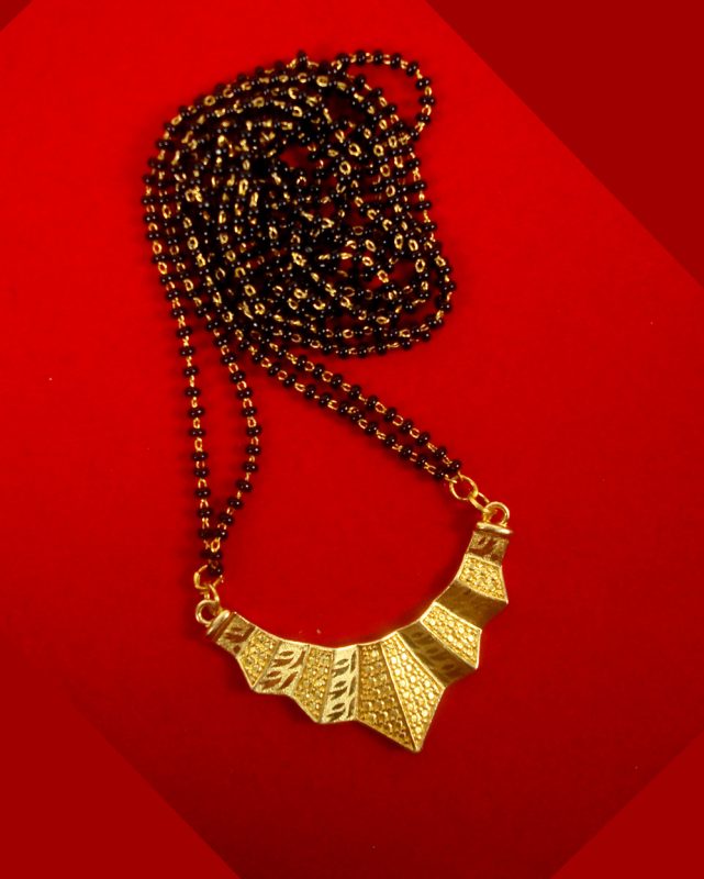 Traditional Classy Long Lasting Mangalsutra With Golden Black Chain Valentine Gift For Wife GM14