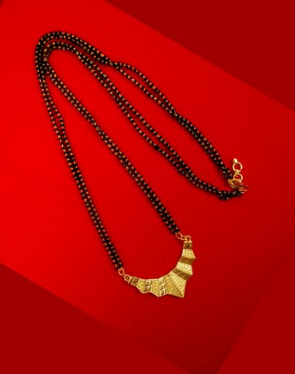 Traditional Classy Long Lasting Mangalsutra With Golden Black Chain Valentine Gift For Wife GM14