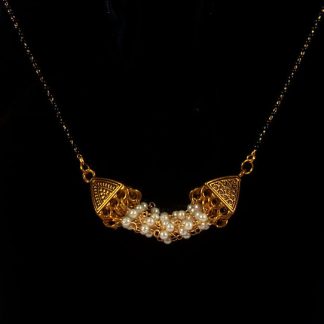 Traditional Imitation Jewelry Daily Wear Handmade Golden Jhumki Pearl Mangalsutra GM23