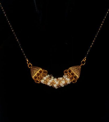 Traditional Imitation Jewelry Daily Wear Handmade Golden Jhumki Pearl Mangalsutra GM23