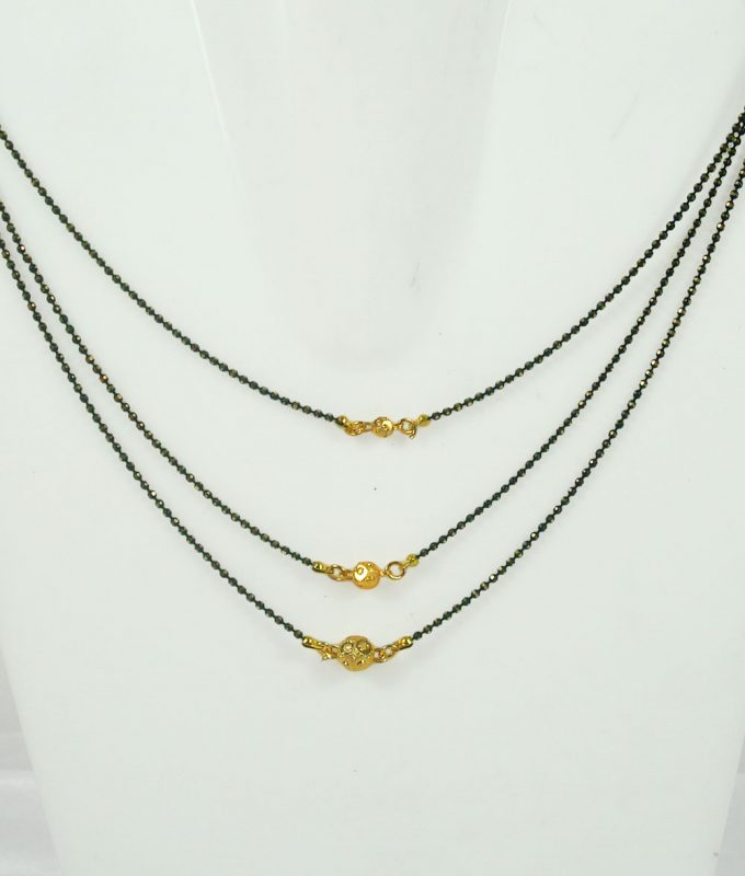 Traditional Imitation Jewelry Daily Wear Light weighted Three Line Golden Ball Mangalsutra DM92