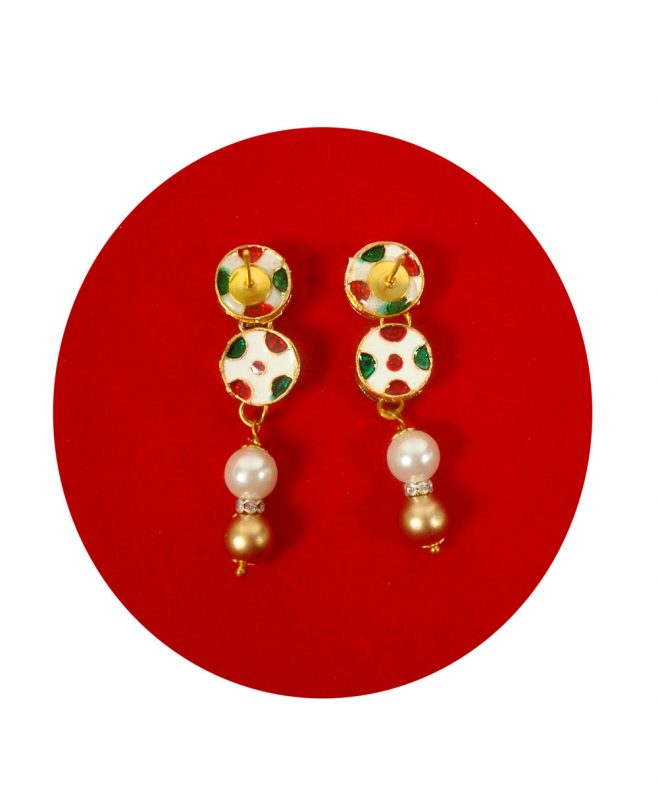 Fashion Jewelry Daily Wear Round Kundan Earring Back View