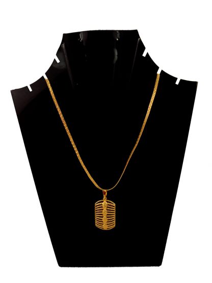 Fashion Jewelry Designer Royal Look Unique Shape Golden Plated Sleek Pendant Chain Gift For Her DC58