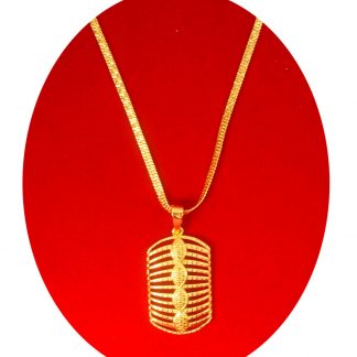 Fashion Jewelry Designer Royal Look Unique Shape Golden Plated Sleek Pendant Chain Gift For Her DC58