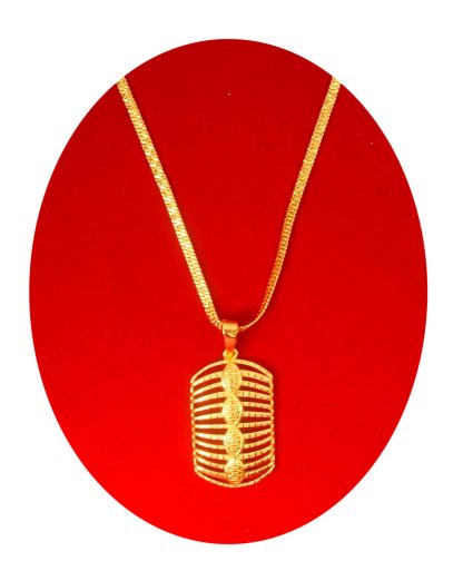Fashion Jewelry Designer Royal Look Unique Shape Golden Plated Sleek Pendant Chain Gift For Her DC58