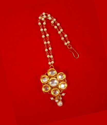 Fashion Jewelry Graceful Premium Kundan Flora Shape Wedding Wear Maang Tikka Gift For Wife ZMG60