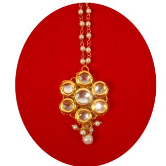 Fashion Jewelry Graceful Premium Kundan Flora Shape Wedding Wear Maang Tikka Gift For Wife ZMG60