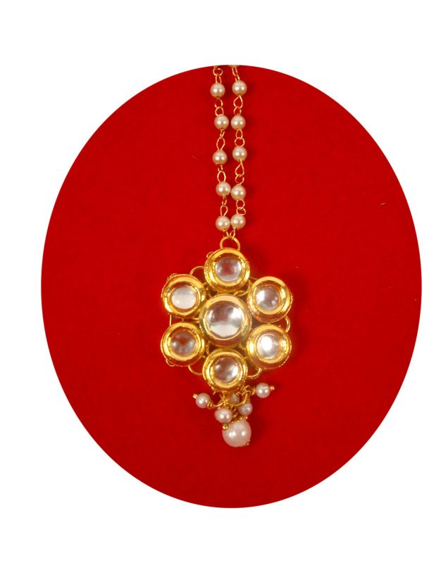 Fashion Jewelry Graceful Premium Kundan Flora Shape Wedding Wear Maang Tikka Gift For Wife ZMG60