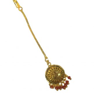 Fashion Jewelry Wedding Wear Tiny Golden Maroon Maang Tikka With Golden Chain For Woman ZMG52