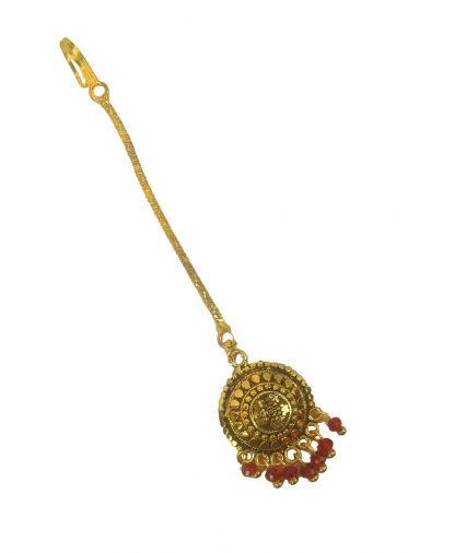 Fashion Jewelry Wedding Wear Tiny Golden Maroon Maang Tikka With Golden Chain For Woman ZMG52