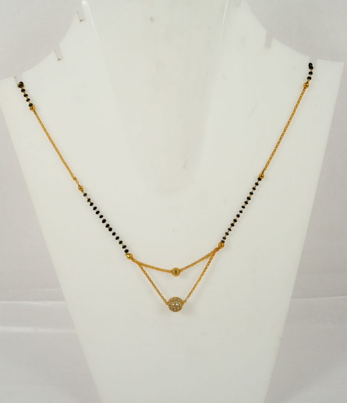 Imitation Jewelry Digital Dress Women's Pride Daily wear Round Golden Double Line Mangalsutra GM35