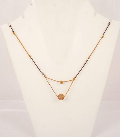 Imitation Jewelry Digital Dress Women's Pride Daily wear Round Golden Double Line Mangalsutra GM35A