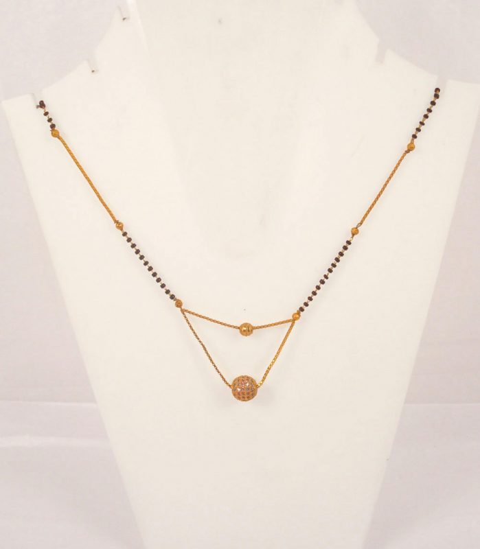 Imitation Jewelry Digital Dress Women's Pride Daily wear Round Golden Double Line Mangalsutra GM35A