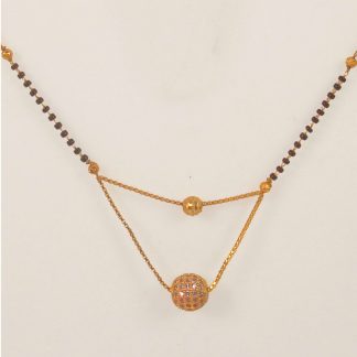 Imitation Jewelry Digital Dress Women's Pride Daily wear Round Golden Double Line Mangalsutra GM35A