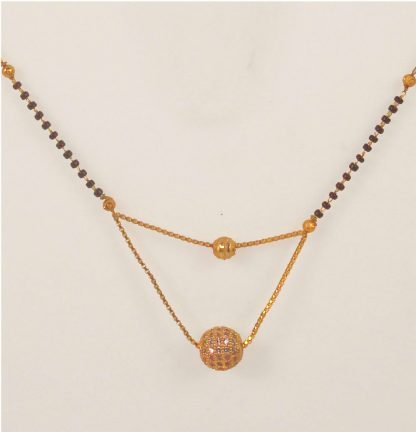 Imitation Jewelry Digital Dress Women's Pride Daily wear Round Golden Double Line Mangalsutra GM35A