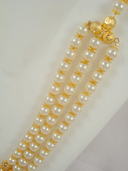 Imitation Jewelry Three Layer Side Flora Kundan Brooch Royal Pearl Engagement Necklace With Golden Ball DN43