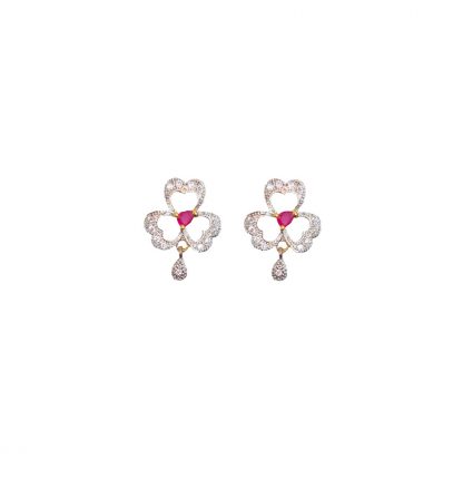 Daphne Bollywood Zircon Ruby Shade Flora Earrings for Women