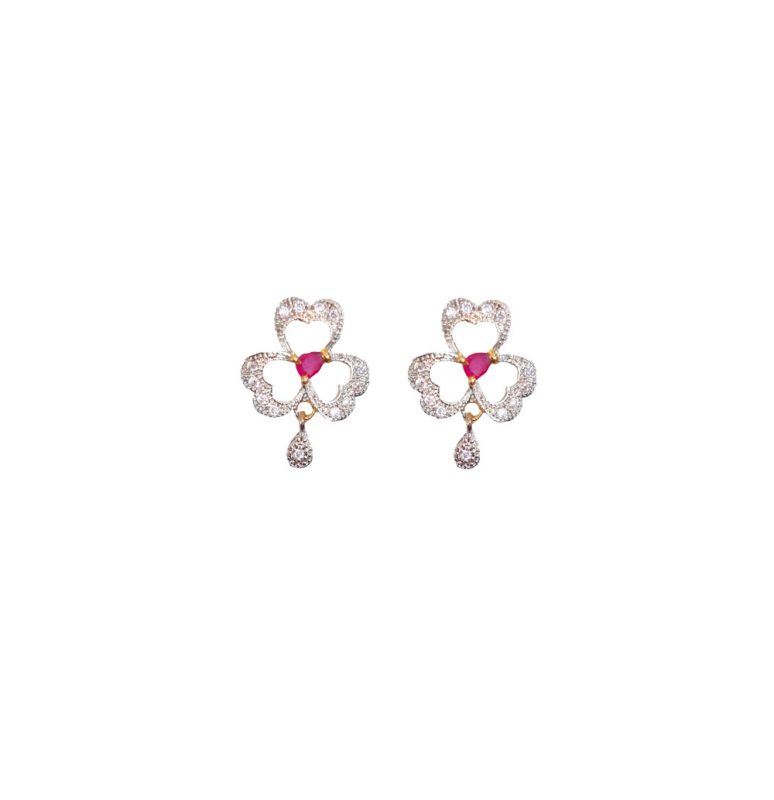 Daphne Bollywood Zircon Ruby Shade Flora Earrings for Women