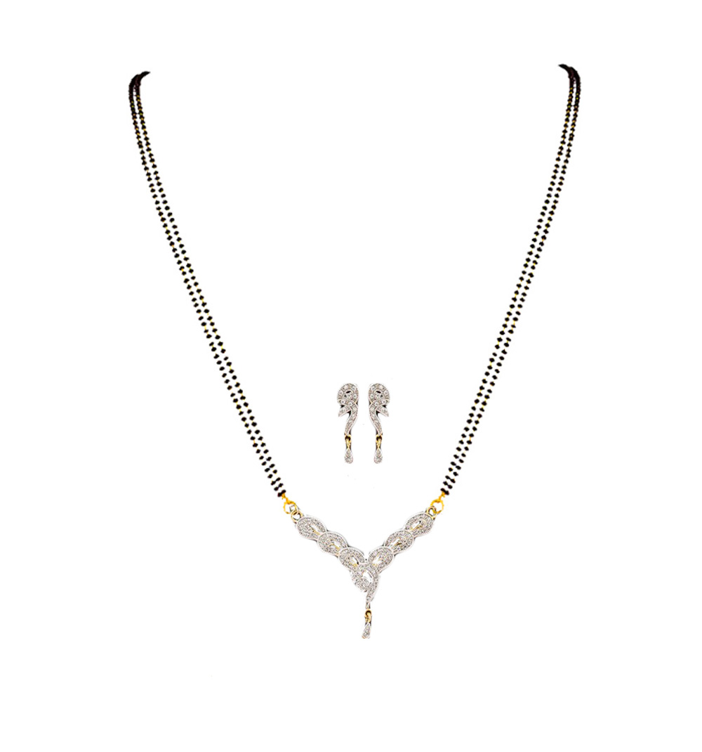 American Diamond Beaded Mangalsutra With Earrings | B91-SBALAS-09 |  Cilory.com